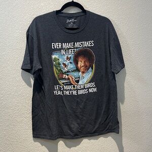 Bob Ross Charcoal Graphic Tee with Colorful Bob Ross Print Size XL
